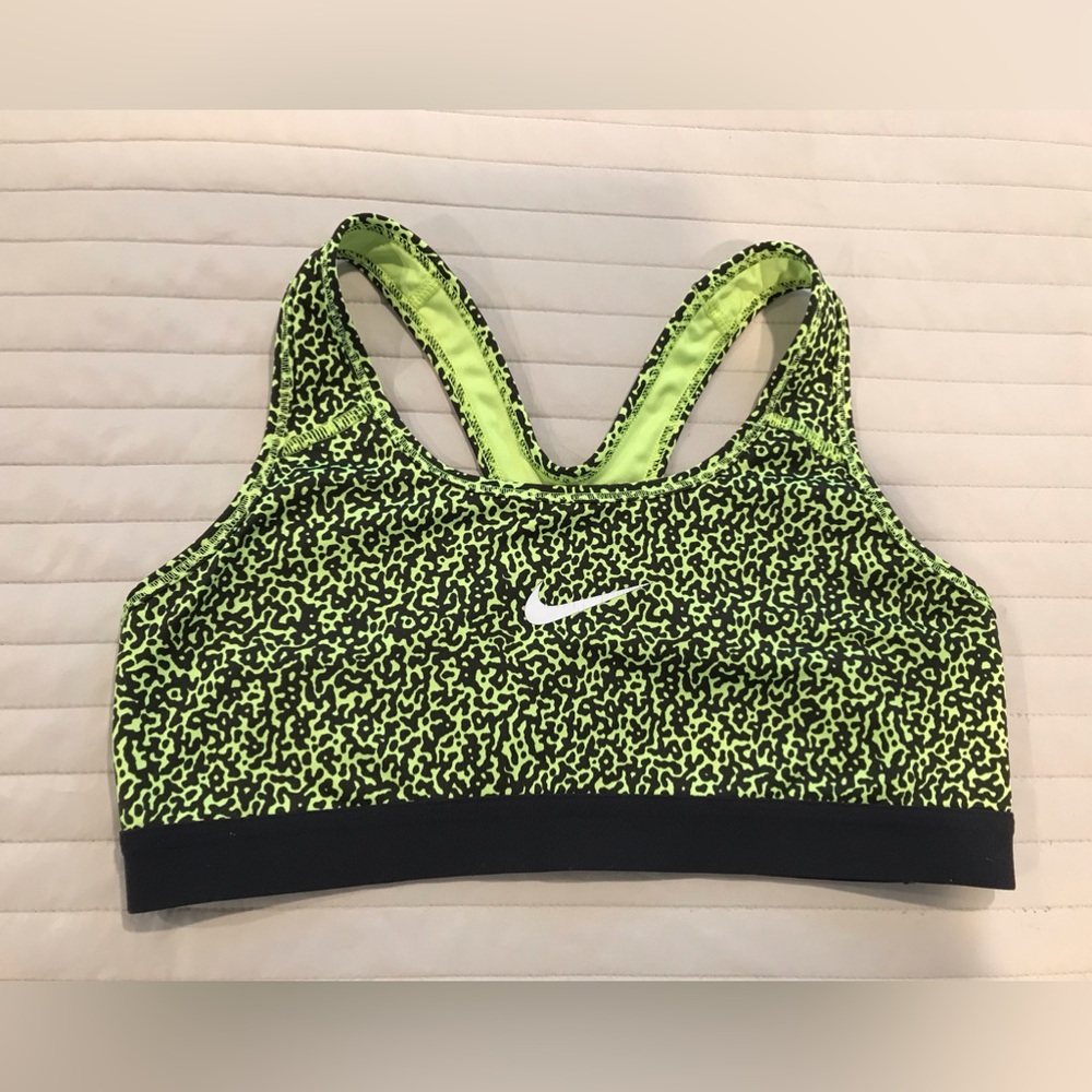 Nike Green and Black Speckled Sports Bra with Racerback